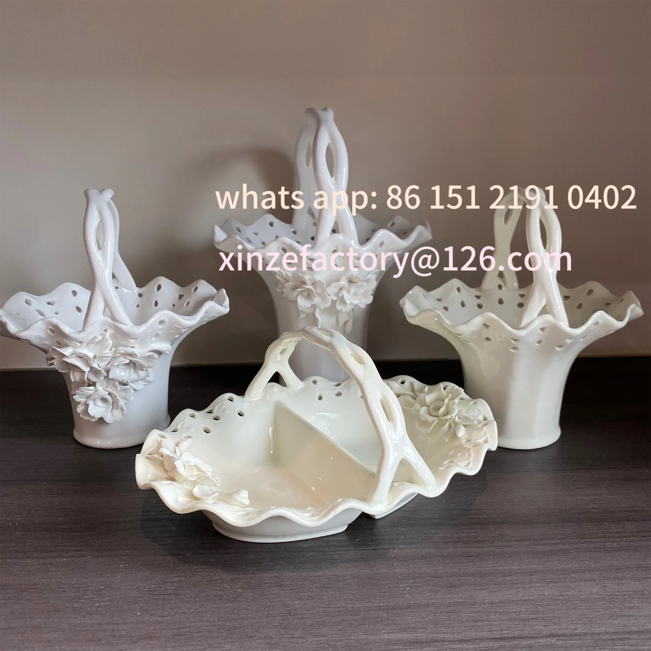 

Customizable Last order ceramic three-dimensional flower basket relief fruit baskett ornament living room rarrang