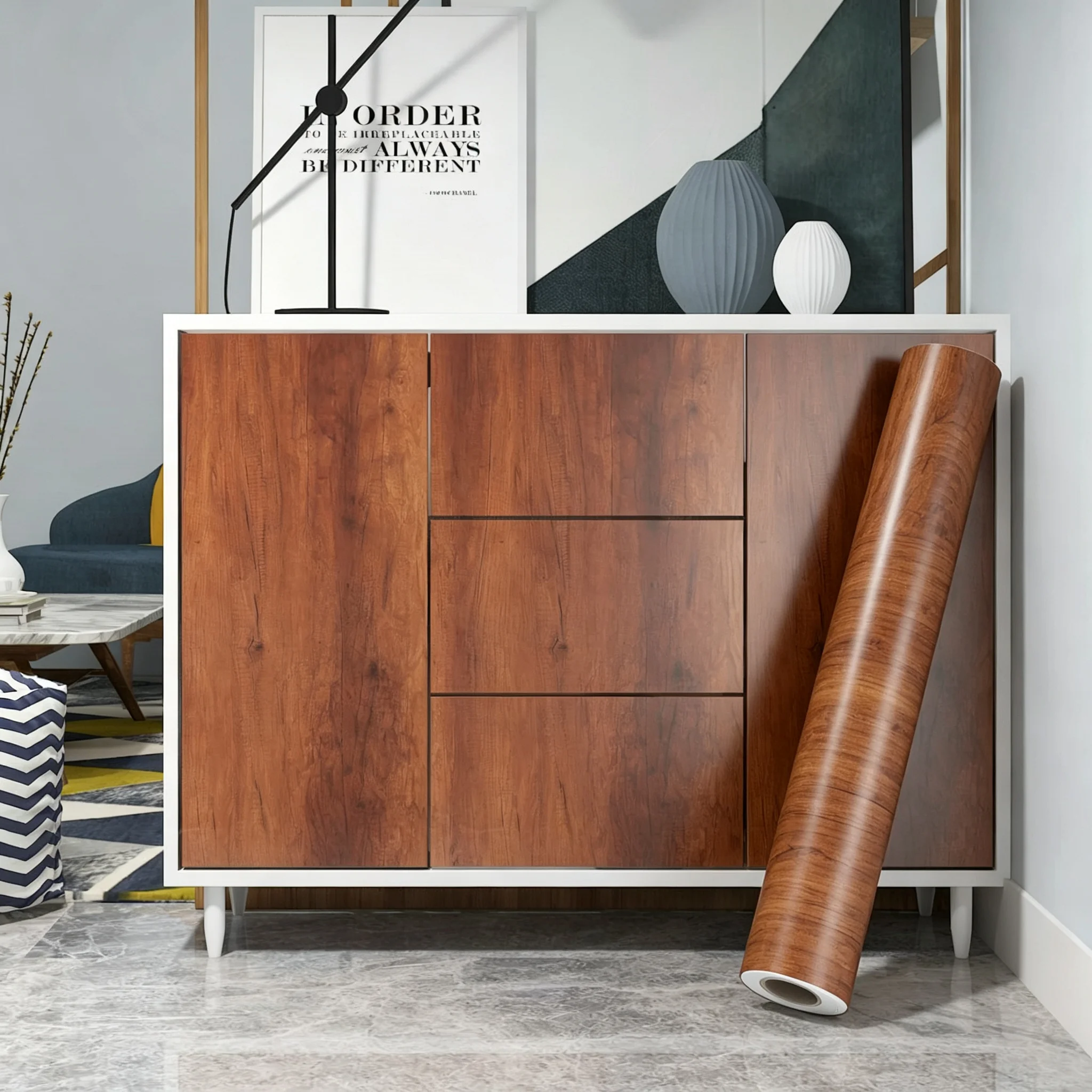 6M Brown Wood Grain PVC Peel And Stick Contact Paper Removable Waterproof Self Adhesive Wallpaper Cabinet Table Furniture Decor