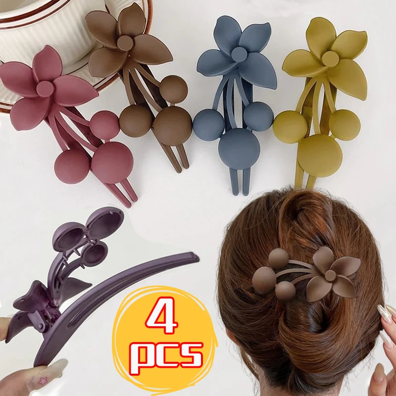 4/1pcs Frosted Flower Big Hair Clip Girls Hairpins Women Headwear Ponytail Acrylic Duckbill Clips Large Size Hair Claws Barrette