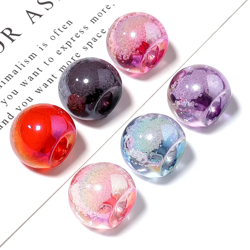 10pcs Water Cracked Crystal Acrylic Bead 14x16mm Mix Color Round Loose Beads for Jewelry Making DIY Bracelets Necklace Findings