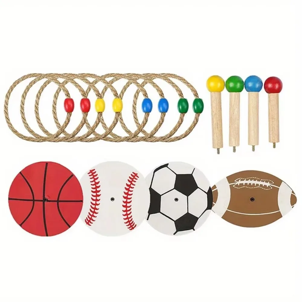 Throwing Themed Rope Ring Toss Game Sensory Play Family Gathering Ring Toss Toy Training Sandbag Outdoor Ball Hoop Game