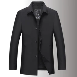 Spring Classic Fashion Trench Coats Men Business Casual Mid-length Windbreaker Male Solid Lapel Long Outwear Coats Plus Size 3XL