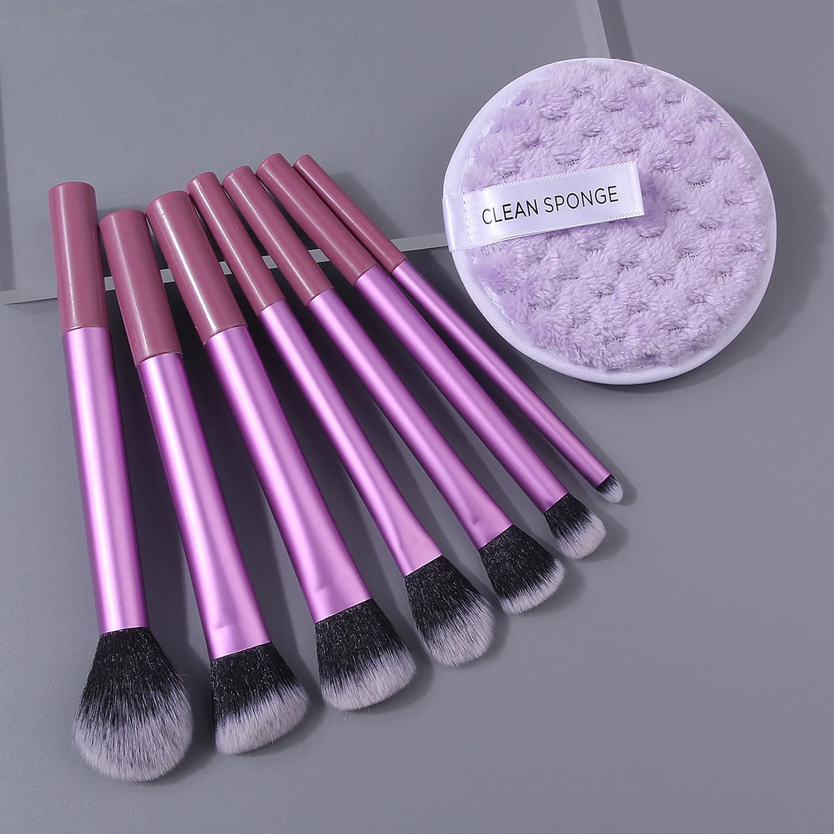 11PCS portable multi-purpose makeup brush set, bow-shaped hairband wrist strap, thickened cleansing powder puff beauty tool