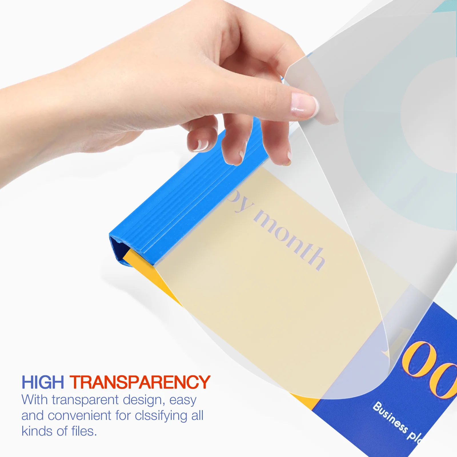 10 قطعة A4 مجلدات الملفات تصميم شفاف رسم قضبان عدم الانزلاق المشابك للوثائق أوراق الاختبار مجلدات الملفات شفافة #5