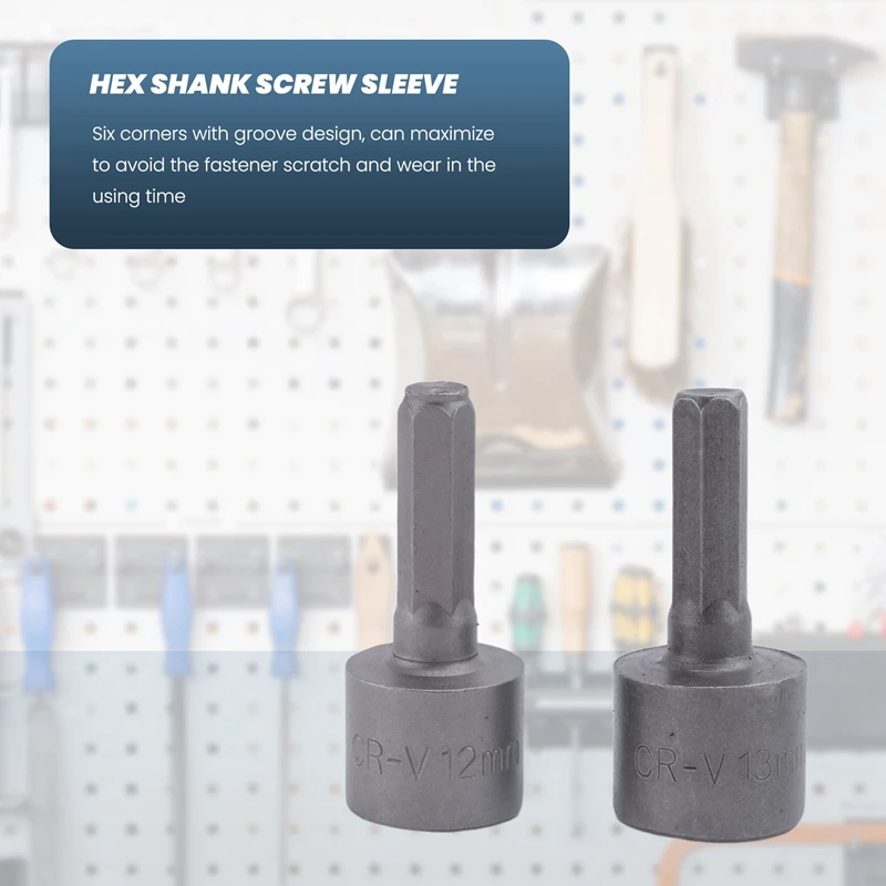 DIY 육각 섕크 소켓 슬리브 노즐 너트 드라이버 비트 세트, 목공 전동 공구용 드릴 비트 어댑터, 5mm-13mm, 1/4 인치, 9 개/세트