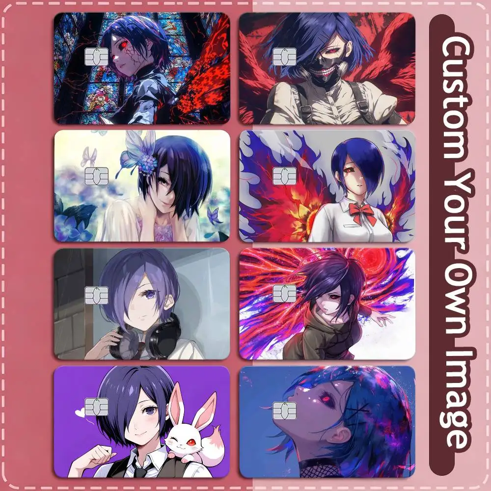 T-Tokyo Ghoul Kirishima Touka Credit Card HD Stickers Game Card Decal Small Chip Waterproof Sticker Gift