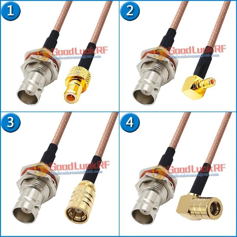 

Q9 BNC Female Washer Nut Waterproof to SMB Male Female Right Angle 90 Pigtail Jumper RG316 extend Cable RF Connector Adapter