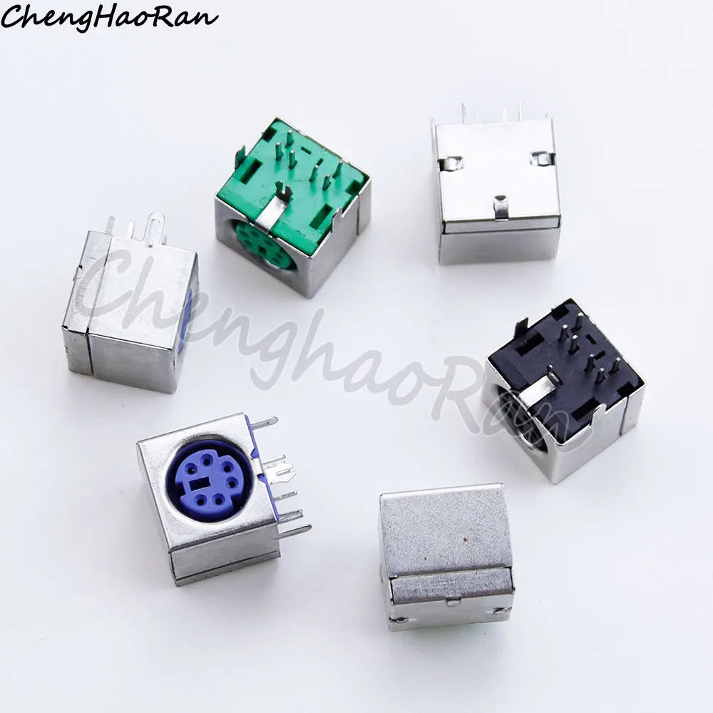 5 Pieces For PS2 Keyboard Socket Female Jack For PS2 Mouse Socket 6-Pin Purple Green Black Connector
