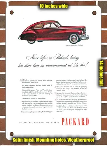 METAL SIGN - 1946 Packard Clipper Custom Super Club Sedan - 10x14 Inches