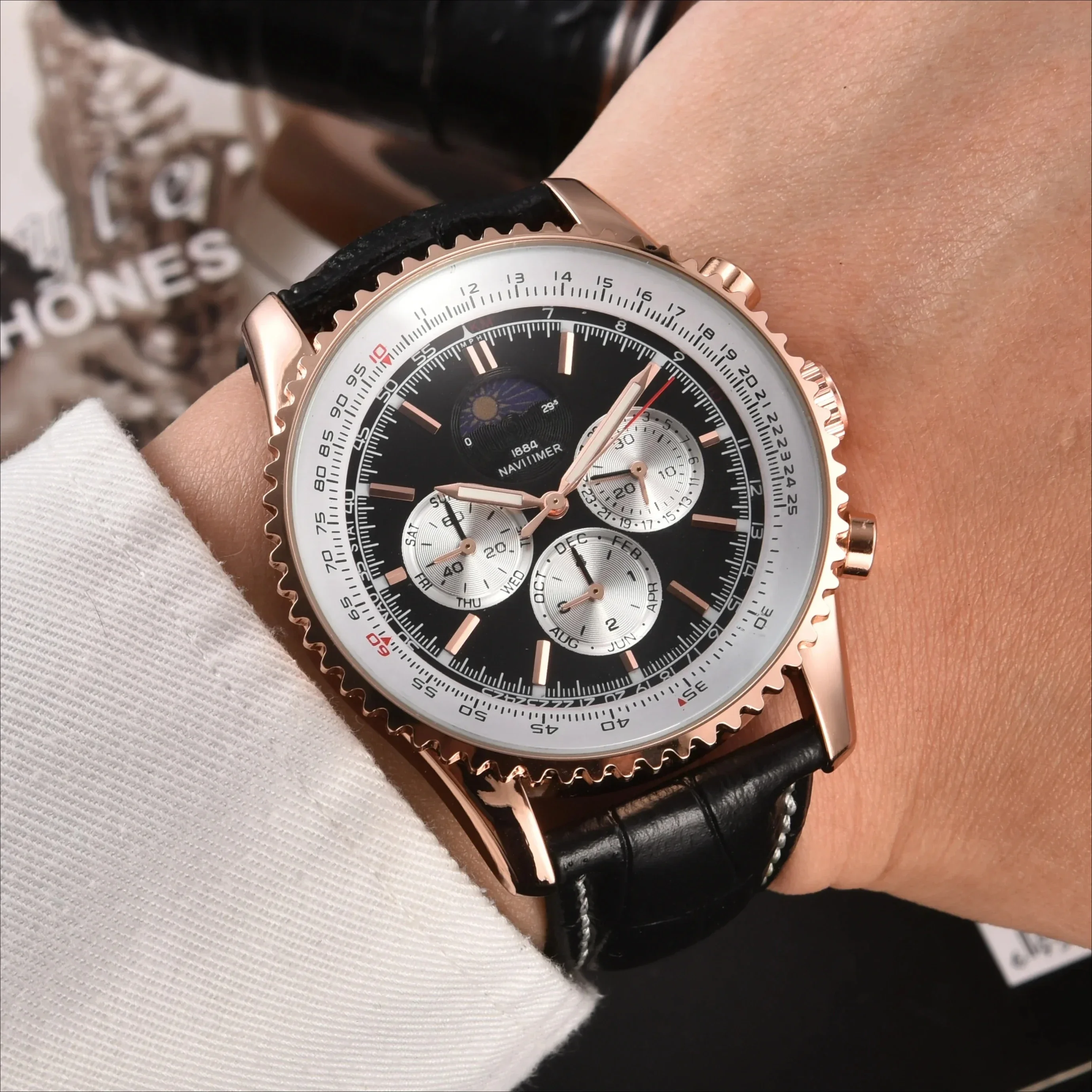 Luxury Quartz Clock Trend Men Watches Luminous Calendar Waterproof Multi Function Fancy Round Automatic Watch Stainless Watches