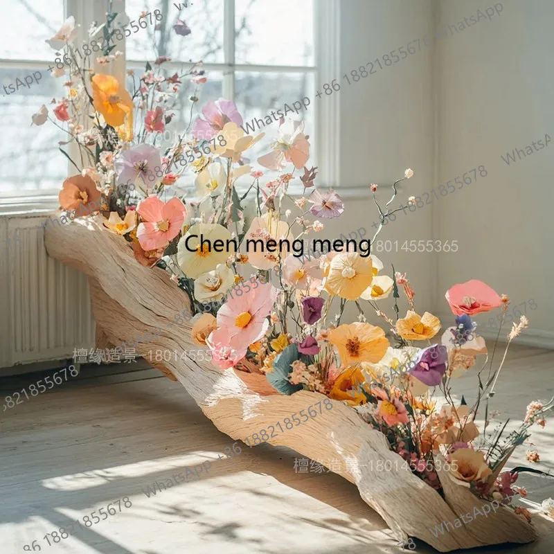 Simulation flower spring atmosphere high-end arrangement dead wood fake flower decoration shopping mall, floor flower ornament