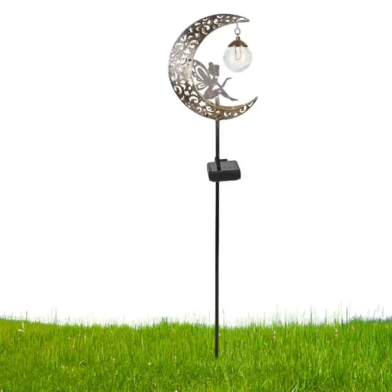 

Solar Moon Fairy Lamp Outdoor Garden Iron Flower Fairy Ground Insertion Lamp Lawn Courtyard Decorative Light for Pathway, Yard