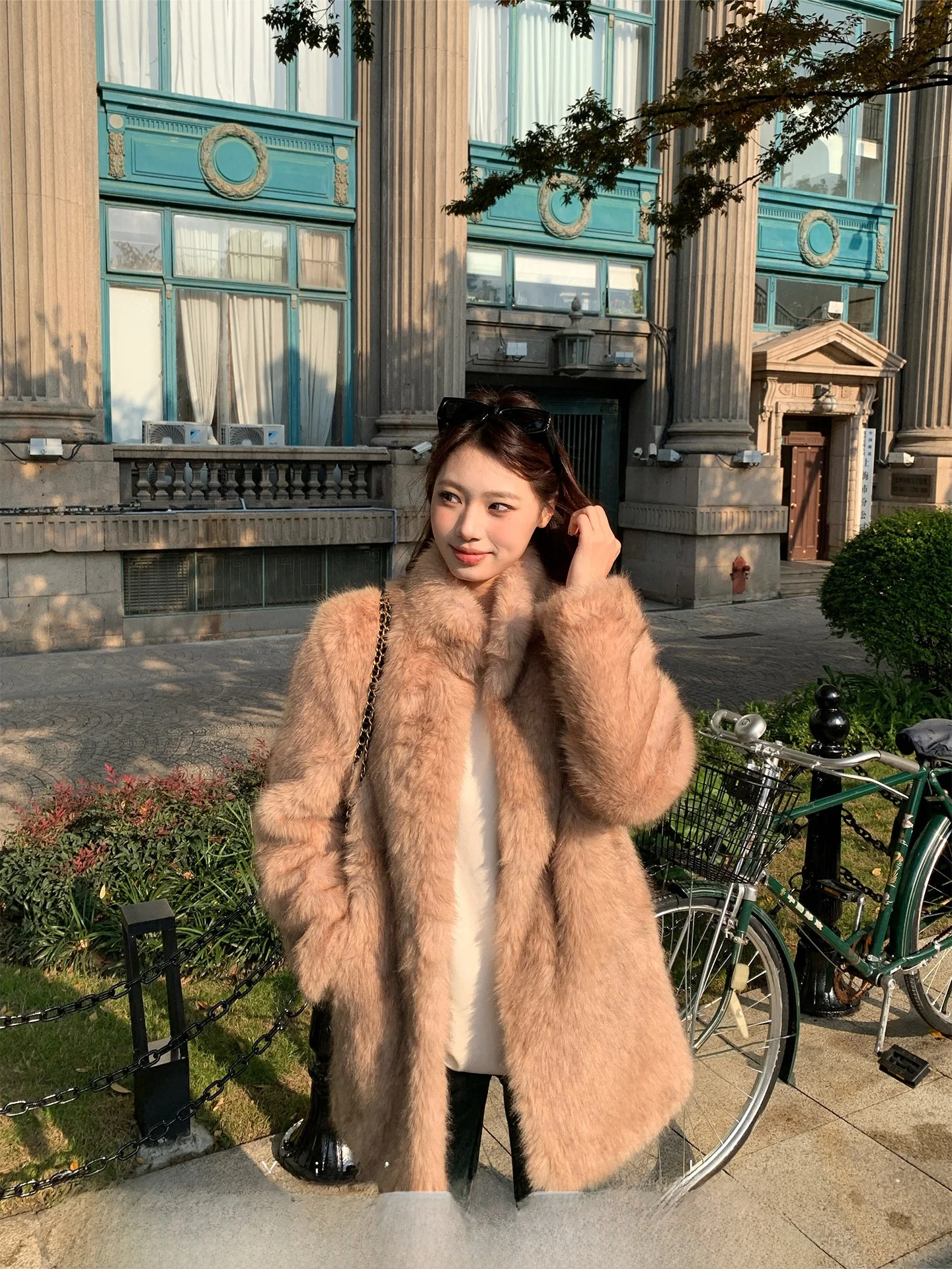 

Xzichic Women's Long Jaet Fake Fur Collar Cotton Filled oulder Drop Autumn Winter Faion Casual Sle Polyester