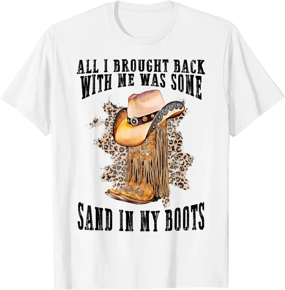 western leopard Cowboy Boots Hat Sand In My Boots T-Shirt  Summer Tees Cotton Luxury brand vintage oversized