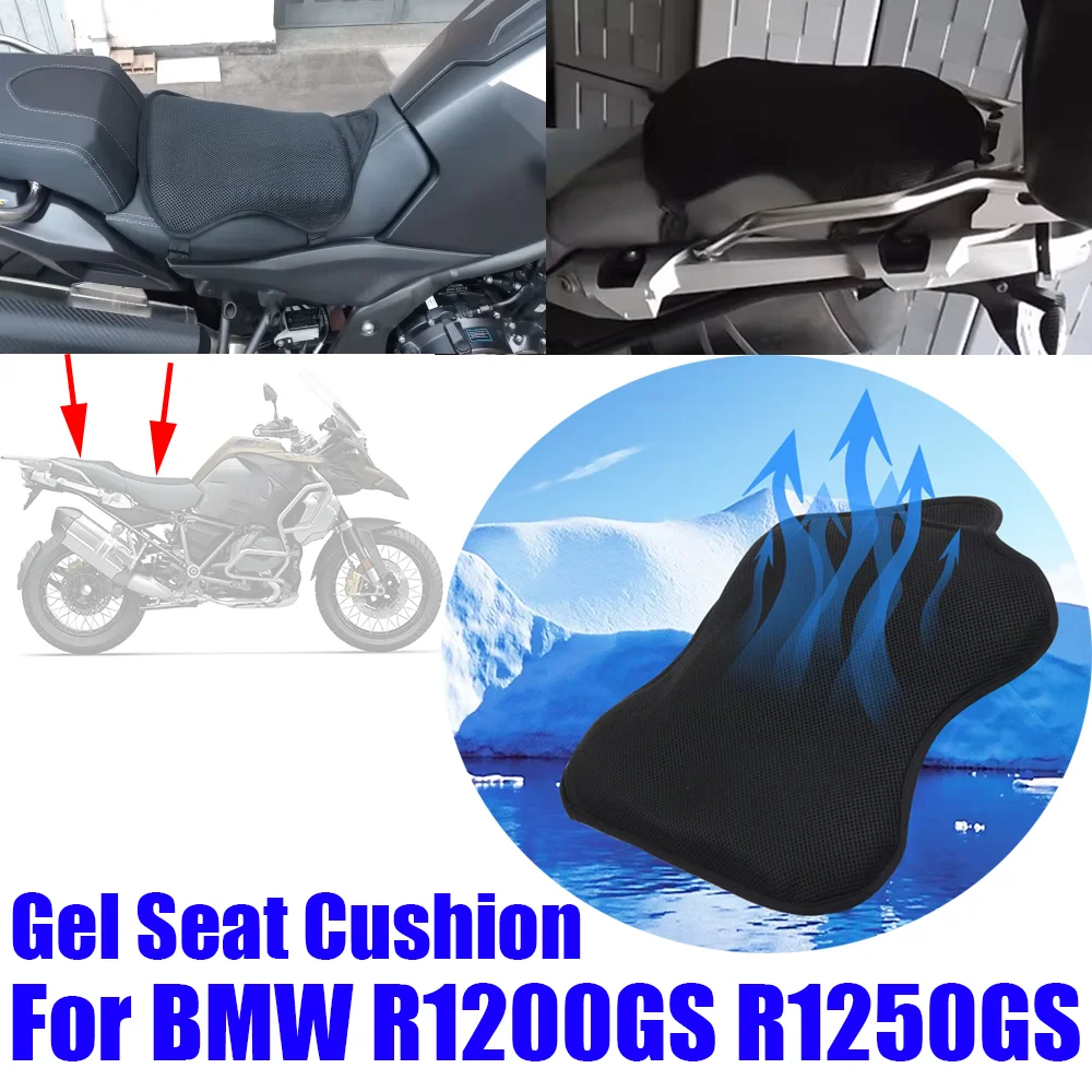 Fodera per cuscino del sedile in gel Assorbimento degli urti Cuscino limitatore di pressione traspirante per BMW R1200GS R1250GS R 1200 GS GSA 1250 R1200 R1250 GS