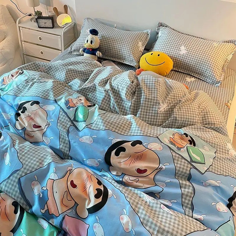 Crayon Shin Chans Bedclothes New Kawaii Bandai Creative Anime Cute Cartoon Bed Sheets Duvet Covers Pillowcases Four Piece Suit