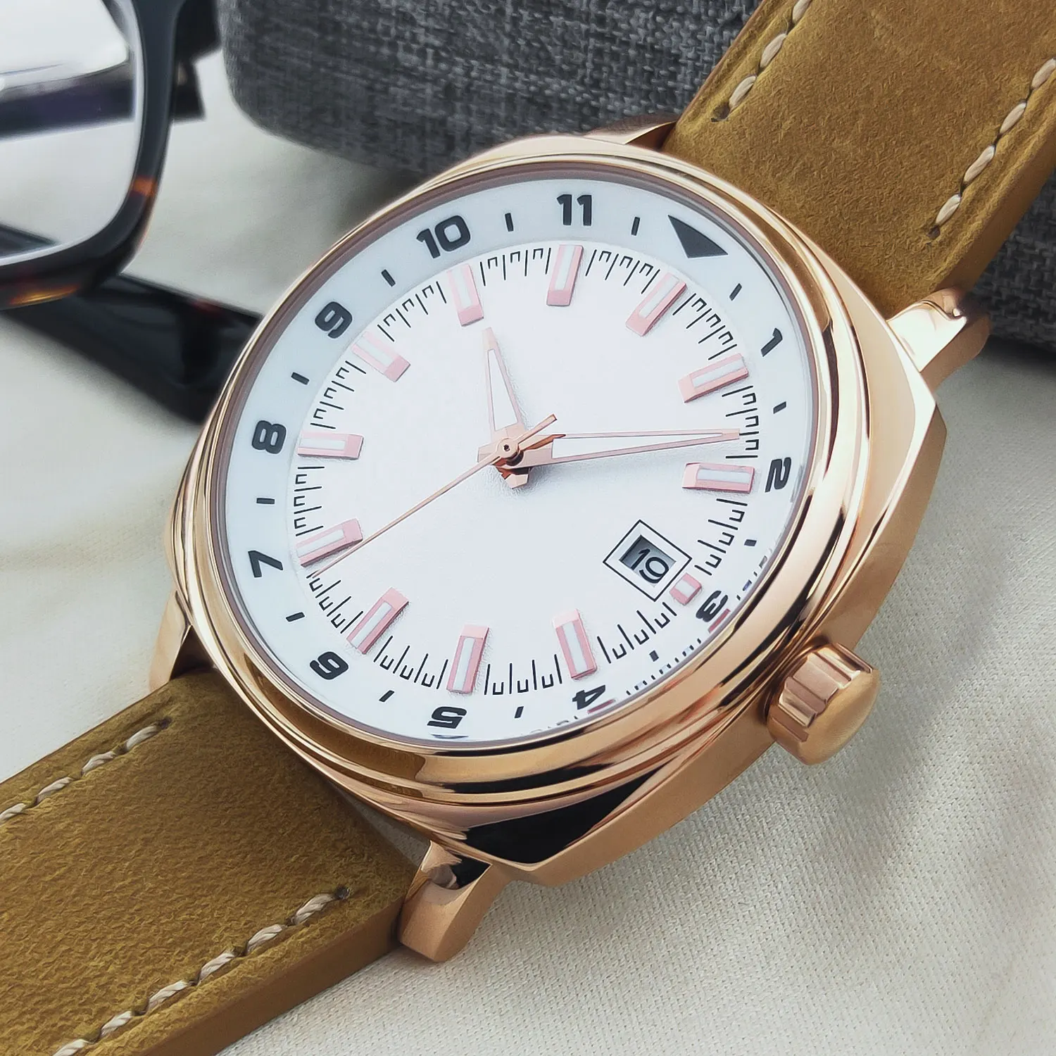 DIY Custom 42 мм NH35 сапфировое стекло автоматические мужские часы светящийся кожаный ремешок механические мужские часы Reloj automático