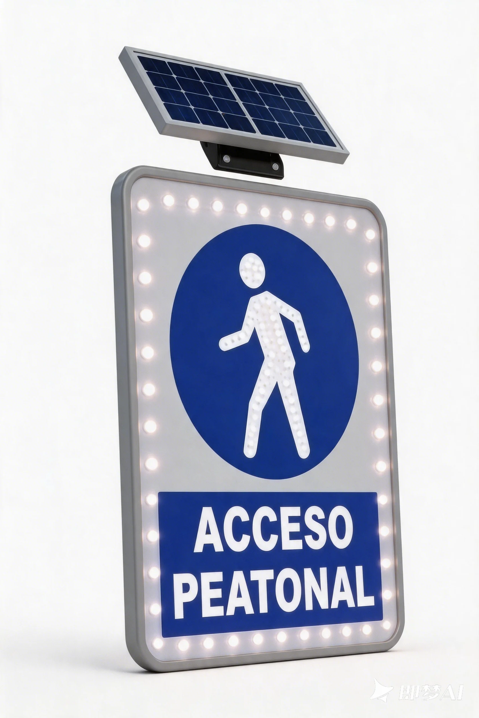 Solar LED Pedestrian Access Warning Sign Board High Visibility Reflective Traffic Safety Sign for Urban School Zone