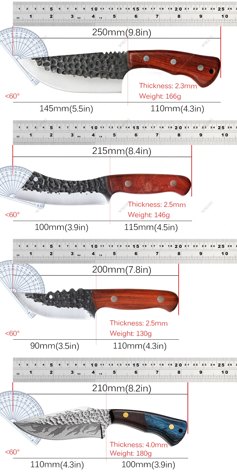 Stainless Steel Meat Fruit Vegetables Fish Chef Knife Forged Butcher's Boning Knife Meat Cleaver Kitchen Vegetable Slicer