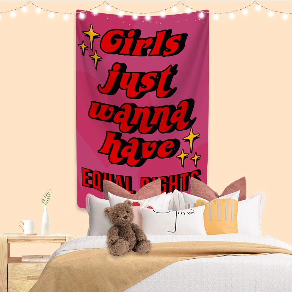 

XxDeco Feminism Tapestry My Body My Choice Slogan Printed Wall Hanging Room Decor Aesthetic Party Background Cloth Bedspread