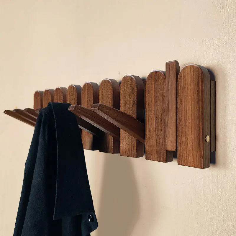 Large Foldable Storage Rack,Solid Wood Piano Keys,Coat and Hat Rack,Living Room Entrance,Hanging Clothes Hook,Wall Mounted Woode