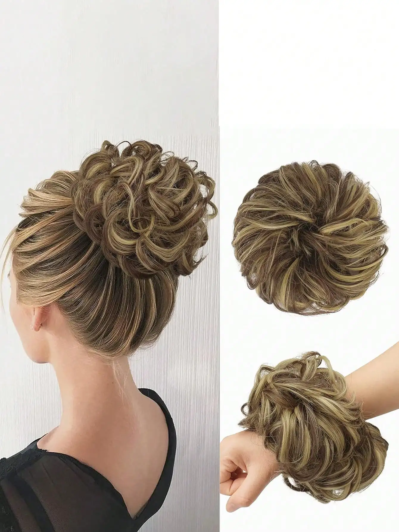 

1pc Ladies' Elegant Curly Hair Bun Holder Synthetic Hair Scrunchie Hairpiece Casual,Hair Accessories,Ponytail ,Hair Elastics,Hair Rope,Hair Ties Ponytail Holders, Hair Bobbles Head Accessories Gym Sport Running Outfit Rubber Bands