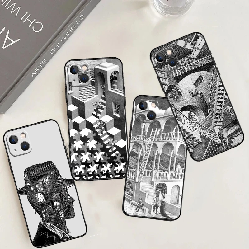 Escher Staircases Phone Case For iPhone 15 16 14 Plus 13 12 Mini 11 Pro Max X XR XS Max 7 8 Back Cover