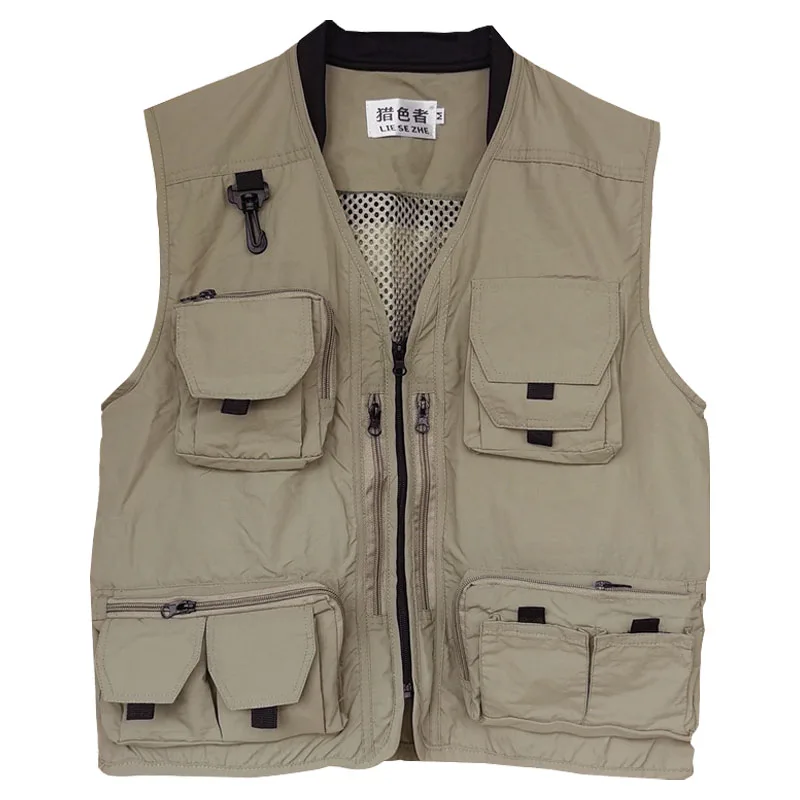 

Жилеты для рыбалки на открытом воздухе, универсальные модные жилеты, мужская одежда, сетчатый жилет на молнии с несколькими карманами, летний рабочий жилет для занятий спортом