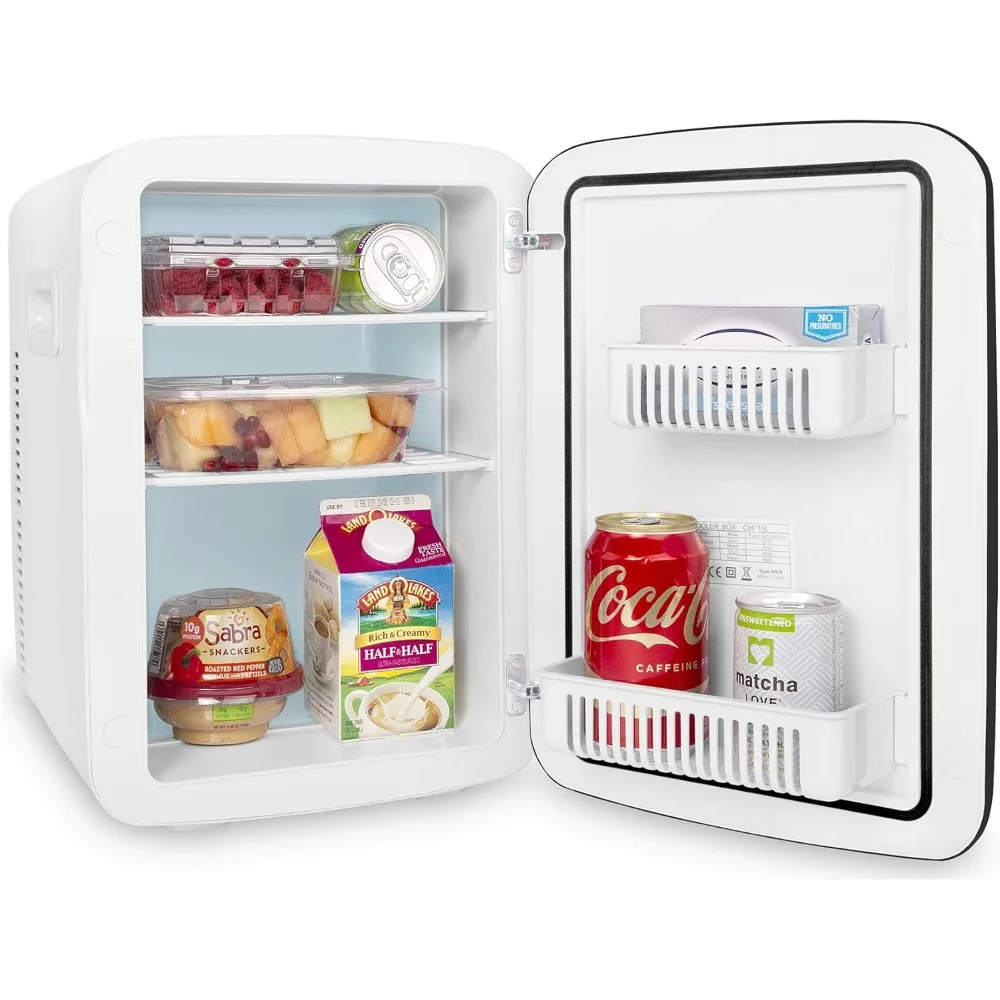 ثلاجة صغيرة سعة 15 لترًا لغرفة النوم - السيارة والمكتب وغرفة النوم الجامعية - مبرد محمول 12 فولت وتدفئة للأغذية والمشروبات والعناية بالبشرة، ب