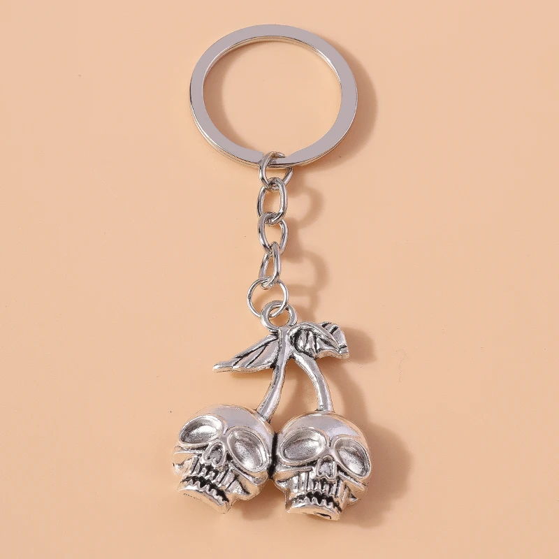 Punk Metal Skull Head Keychain for Car Key Women Men Handbag Pendant Keyrings Accessories DIY Jewelry Gifts