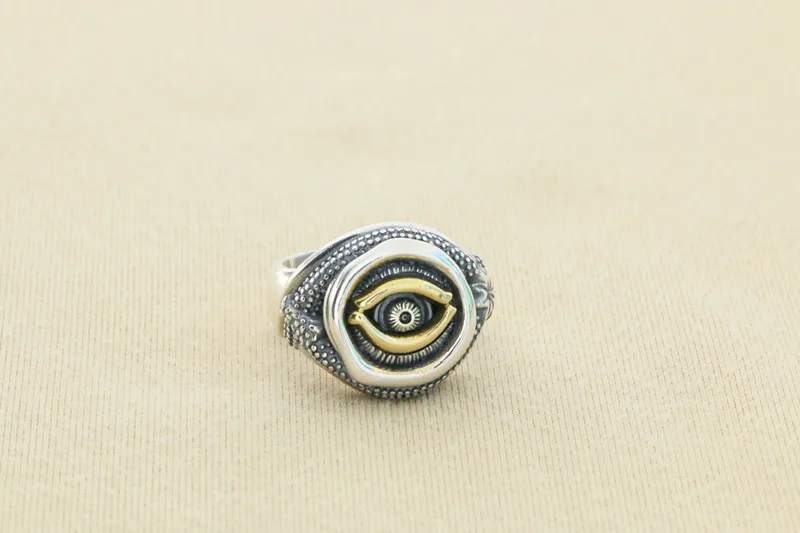 S925 Sterling Silver Omni Sleep Ring Creative Eye Ring God's Eye Open Ring Trendy Personality Cool Men