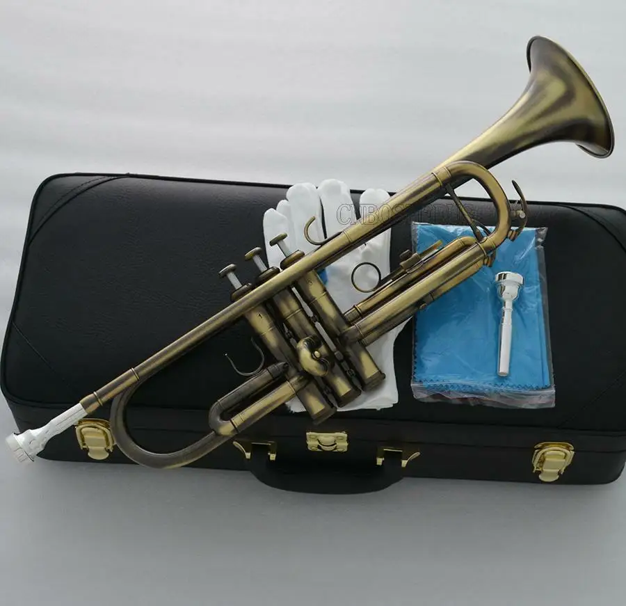 

Top Antique Bb Trumpet Horn Free 2Pc mouthpiece 4-7/8'' Bell Leather Case
