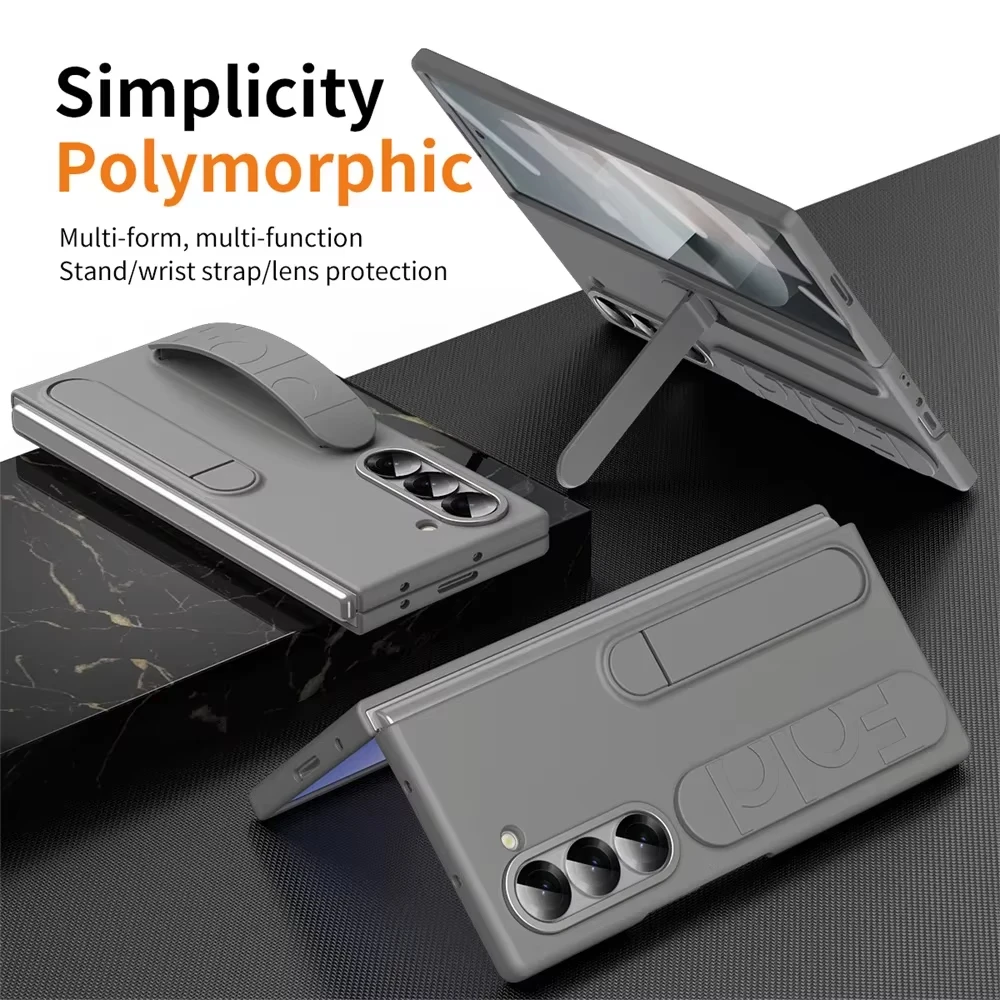 

Luxury Wristband Invisible Bracket Case for Samsung Galaxy Z Fold 6 7 4 3 5 Hand Wrist Strap Folding Stand Silicone Cover