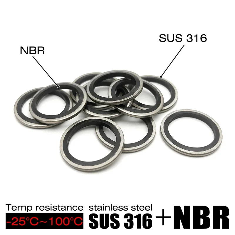 M5~M60 High Press Hydralic Metal Rubber Composite Gasket Oil Pip Bonded Washer Metal Drain Plug Gasket Fit Combined Sealing Ring
