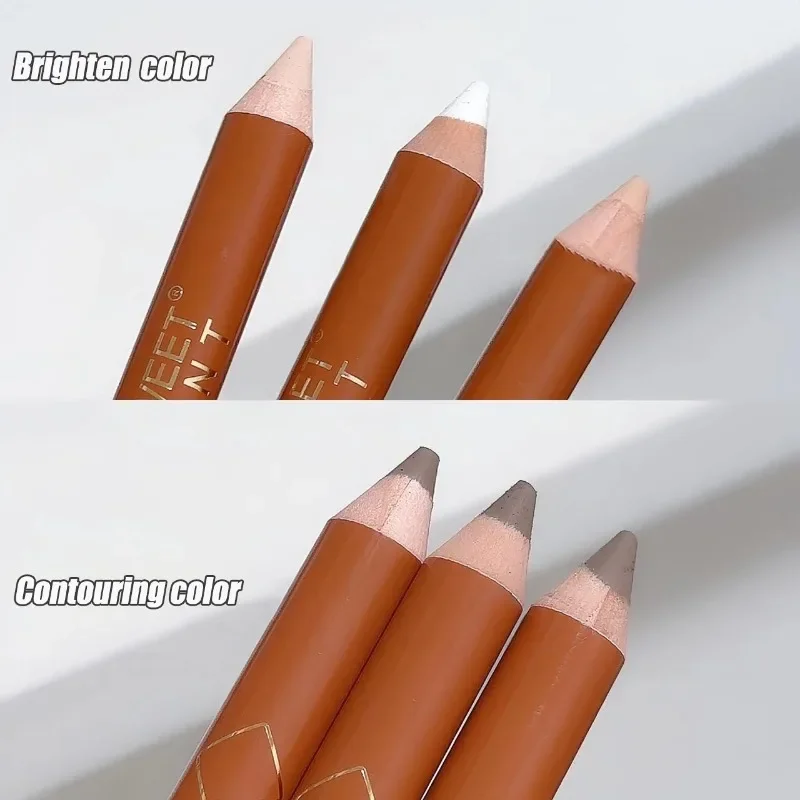 2 in 1 Highlighter Contouring Stick Matte White Brighten Skin Tone Contouring Stick Long-lasting Dazzling Effect Highlighter