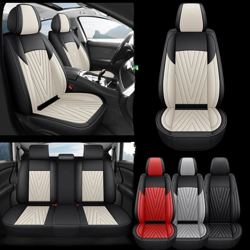 

Набор чехлов на автомобильные сиденья из 5 предметов, перфорированная искусственная кожа, дышащая и удобная, полная защита, всесезонное использование, универсальная посадка