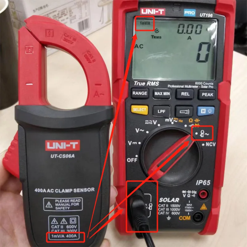 Imagem -04 - Uni t ac Current Clamp Sensor Medidor Ampermétrico Amperímetro Adequado para Ut61e Mais Ut139c Multímetros Ut-cs06a 400a