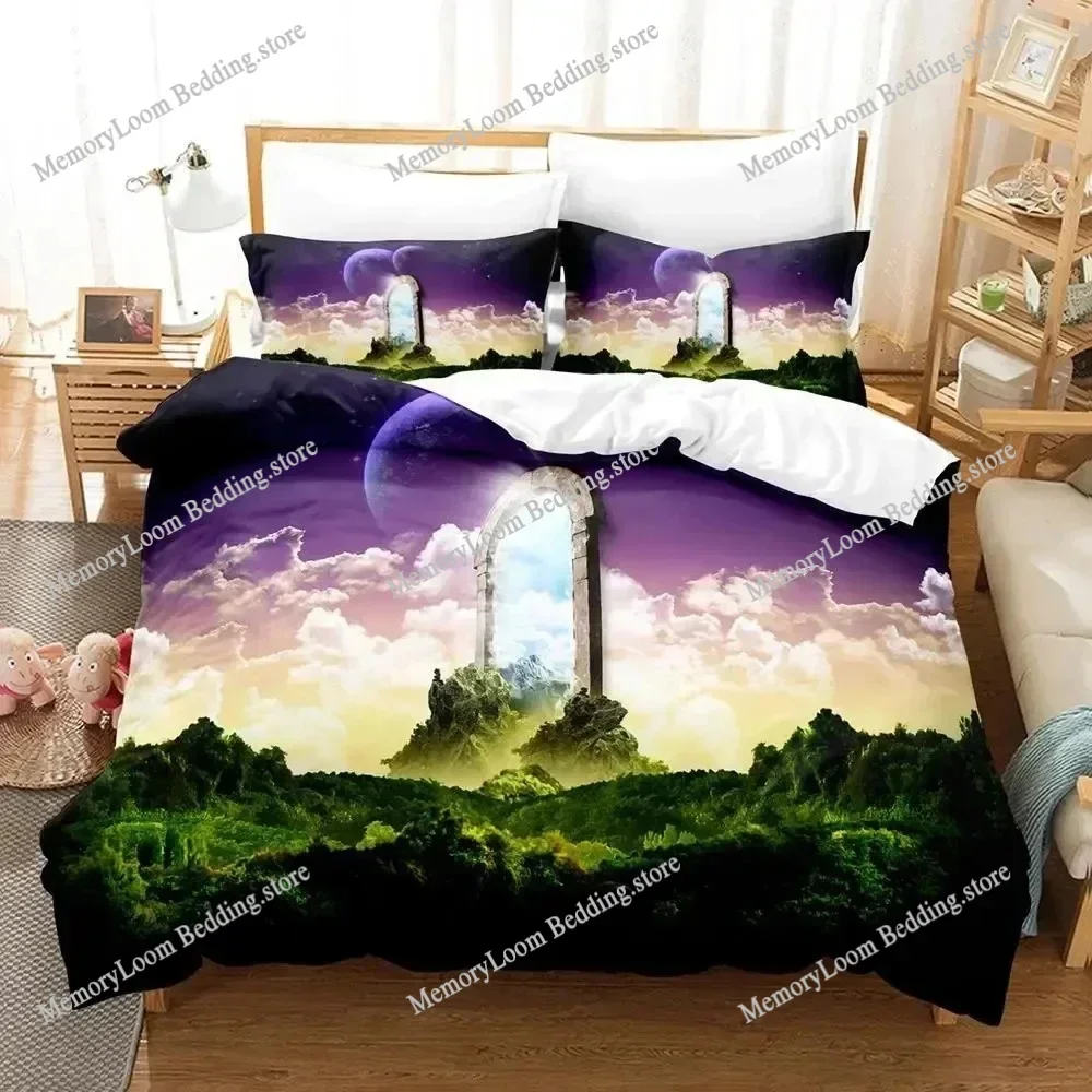 

3D Print Premium Fantasy Portal Bedding Set Duvet Cover Quilt Cover Pillowcase Soft Comforter King/Queen Size Boys Adult Bed Set