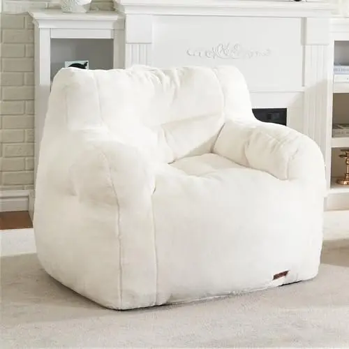 Bean Bag Chair for Adult Small Bean Bag Chairs with Arms Furry Beanbag Chair with Foam Filler Stuffed Bean Bag Sofa for
