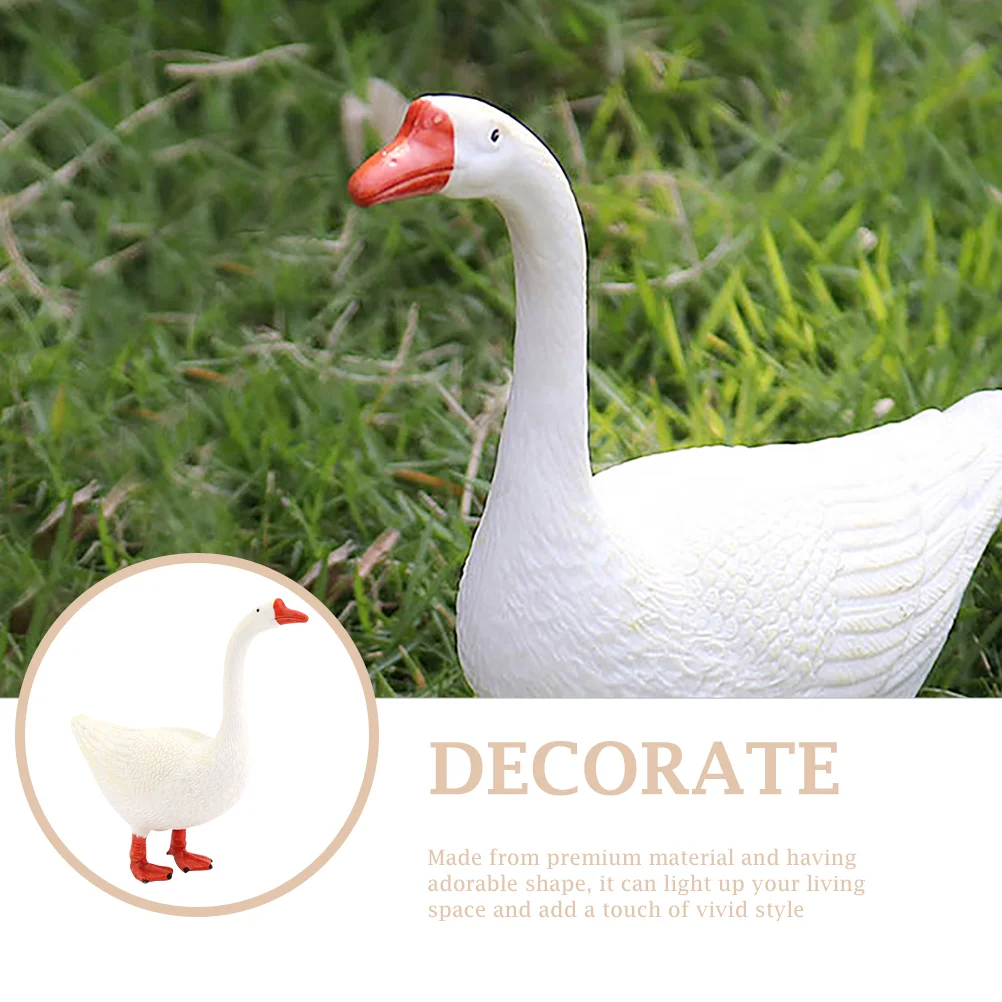 Swan Ornaments Animal Model Toys Goose Statue Outdoor Adorable Adornment Desktop Plastic Decoration Home