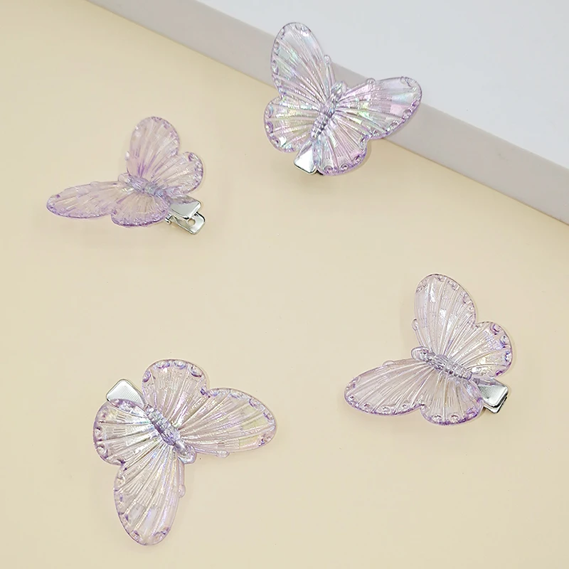 Purple Butterfly Hairpins Girl Hair Clips Barrettes Women Sweet Hair Ornament Rainbow Headwear Fashion Hair Accessories