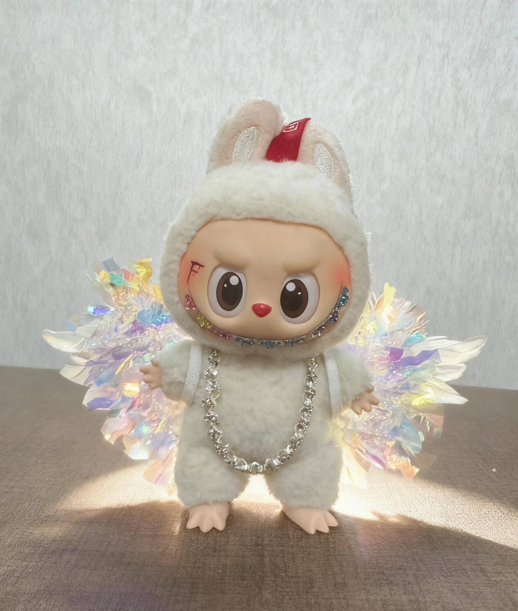 "أجنحة الملاك المتلألئة + مجموعة 10 قلادات ماسية لإكسسوارات دمية خرقة، زخارف متألقة رائعة لمجوهرات الأزياء الدمية