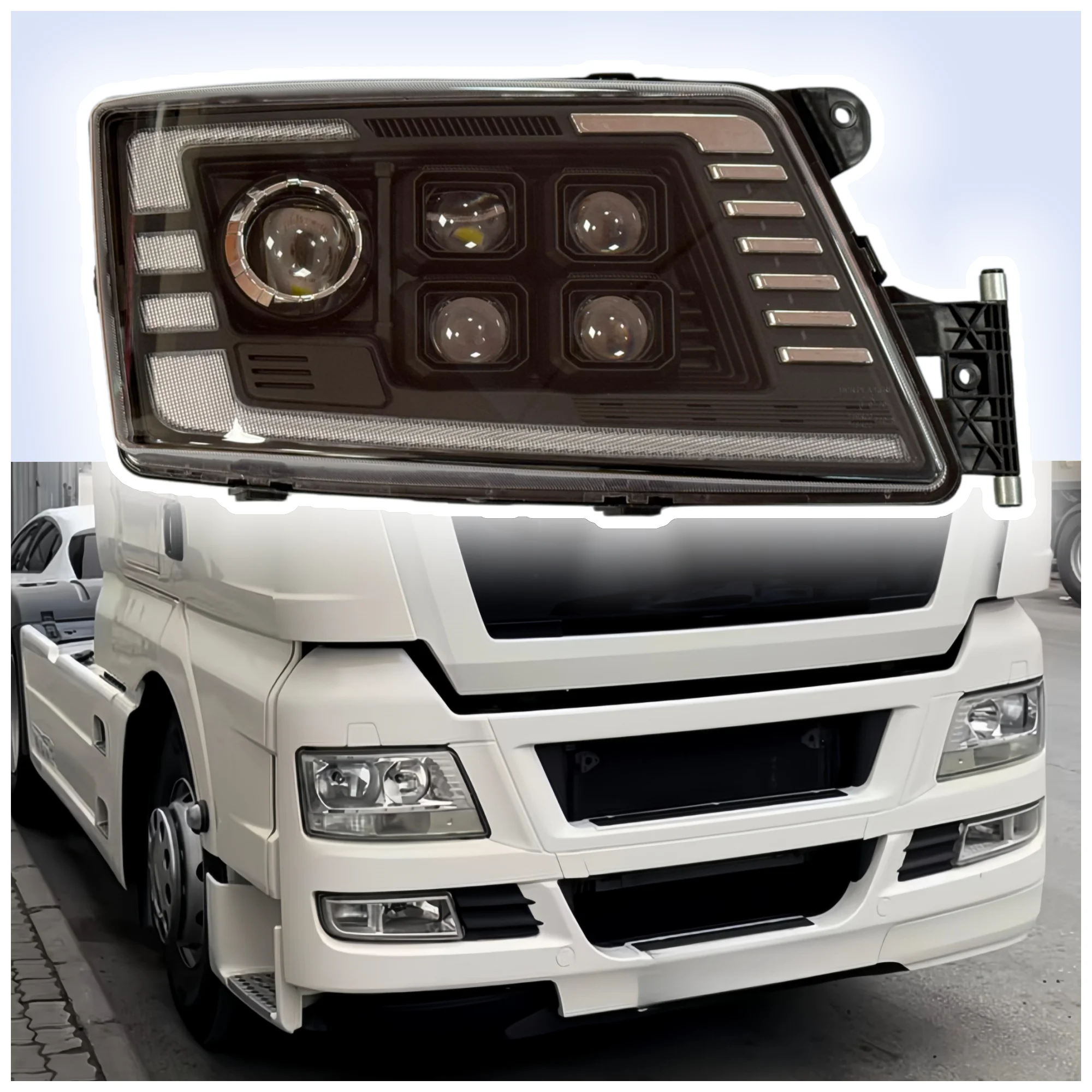 Latest Upgraded 5 Lens Matrix LED Headlight Projector for MAN TGX TGS TGL 24V Truck Full LED Headlamp OE 8125106496 8125106497