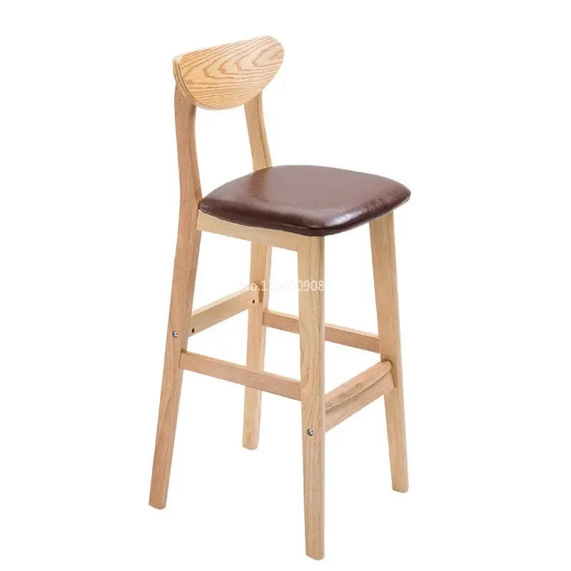 

Modern Simple Solid Wood Sturdy Durable Retro Bar Stool Home Dining Chair High Stool Front Desk Chair Kitchen Island chaise