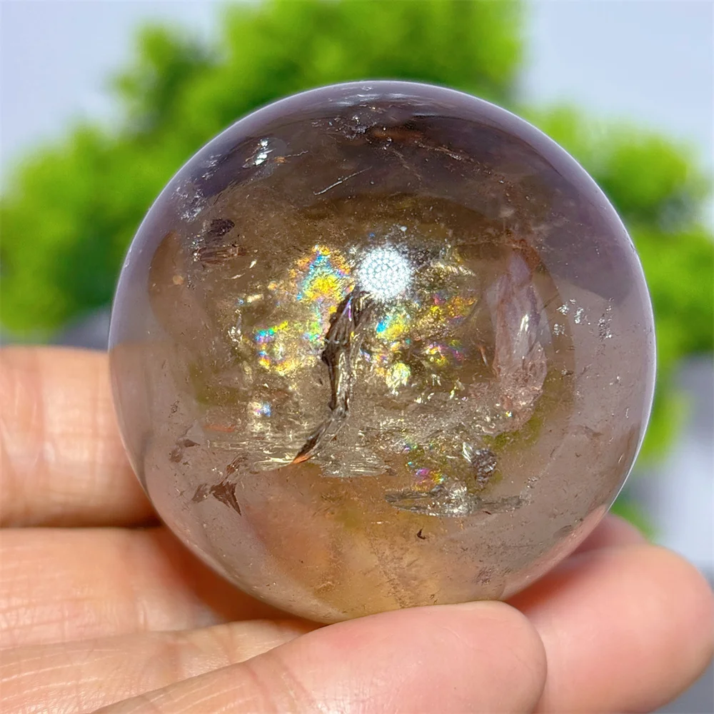 

Smokey Sphere Natural Crystal Home Decoritems Room decor Luck Quartz Stone Garden Reiki Healing Energy Love Gifts +Stand