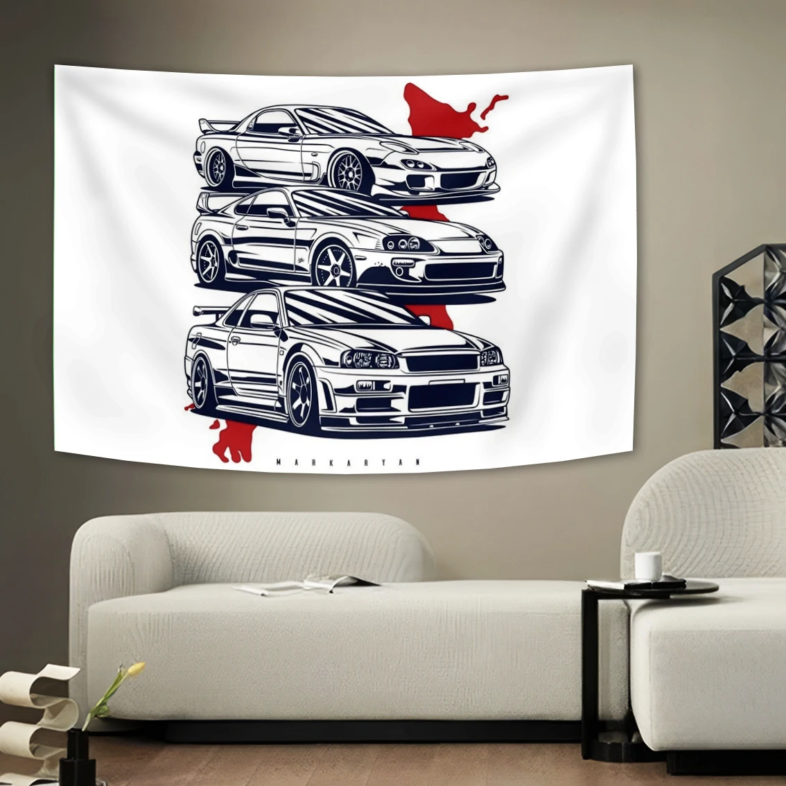 90x150cm Jdm Modified Racing Car Tapestry Flagge Polyester Digital Printing Cars Room Decor Aesthetic Banner