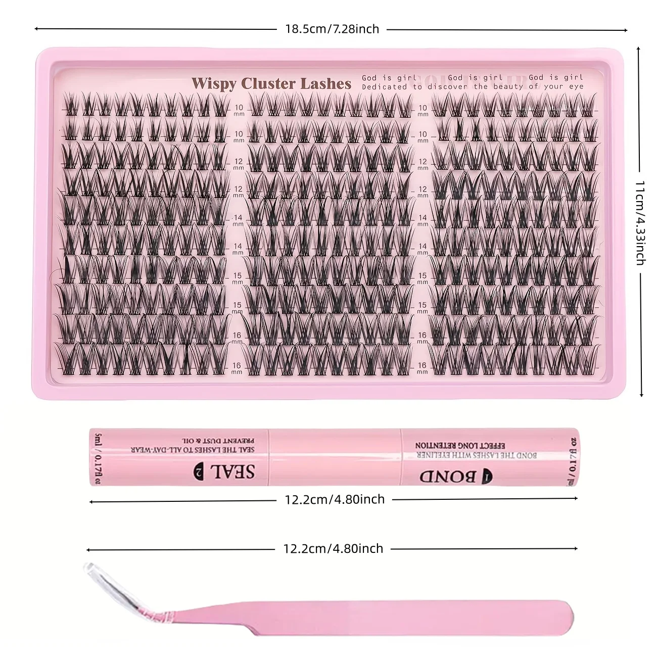 1 box of 300PCSDIY natural thick multi style false eyelashes+double head glue+special eyelash curler 10-16mm cat eye D-roll suit