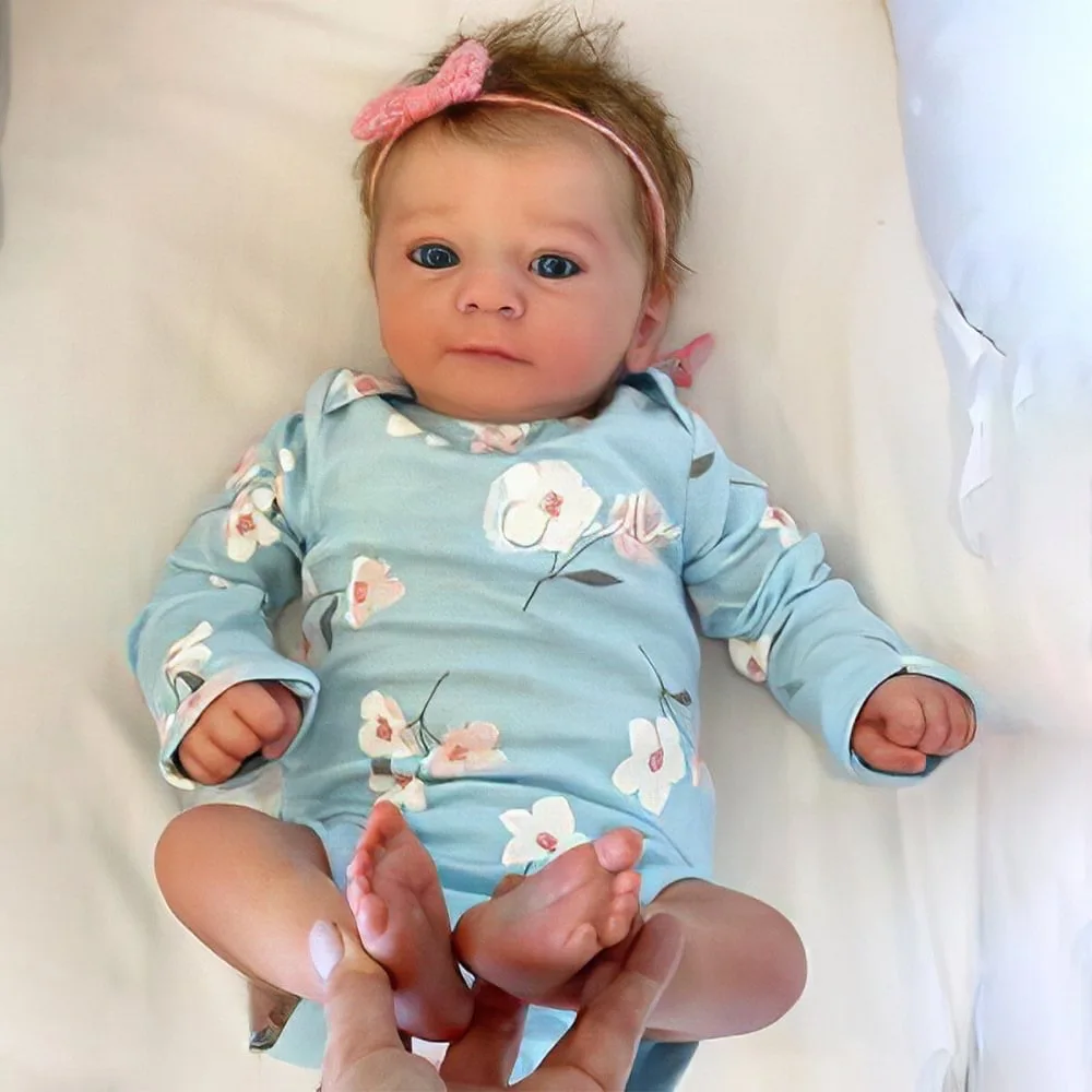 Cokela 19 Inch / 48cm Realistic Baby Doll Cute Vinyl Doll Real Soft Touch Kid Toy Doll Hand-Rooted Hair Silicone Reborn Baby