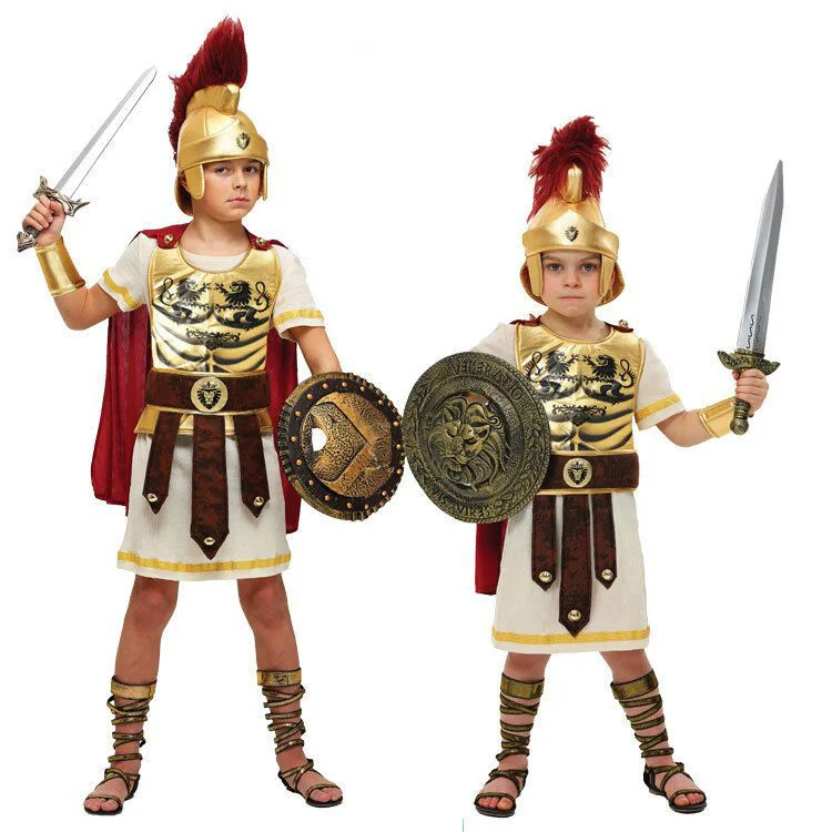 Disfraz de gladiador de soldado Guerrero griego romano antiguo para niños, Disfraces para niños, Halloween, fiesta de Pascua