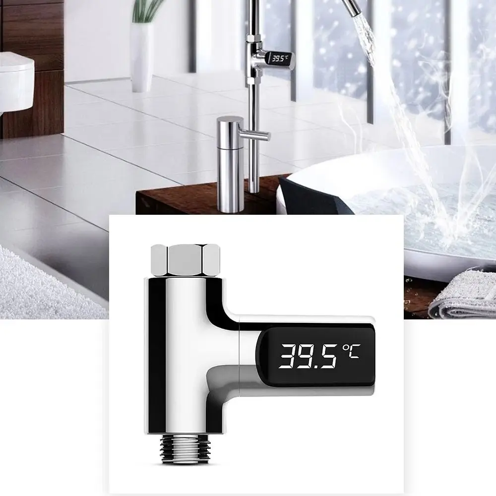 LED Display Water Temperature Monitor Self-powered Monitoring Bathing Temperature Meter ABS Hot Tub Shower Faucets Bathroom